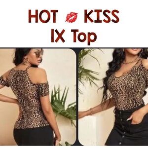 Hot Kiss🔥1X Cold Shoulder Leopard Print Women'Stretchy Top in Great condition